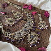 Designer Victorian Diamond Haram-Purple Beads-VV1757